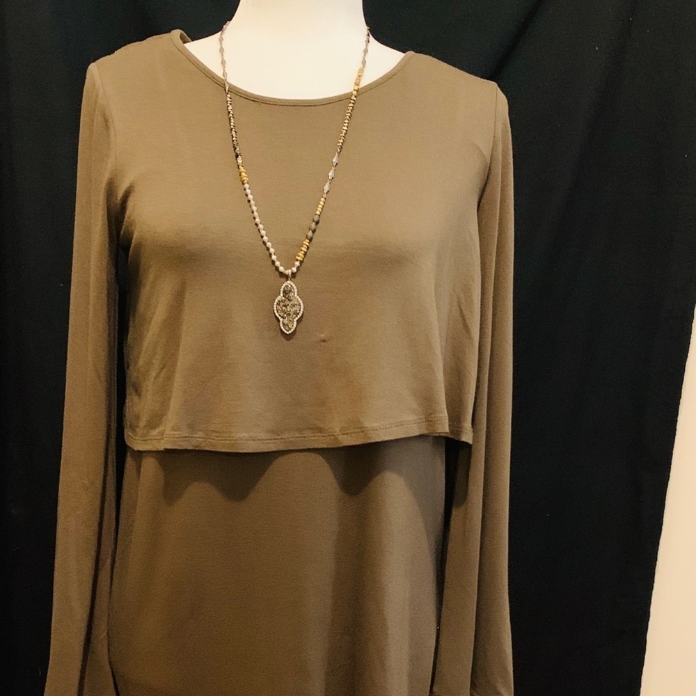 GBX chemise midi dress, olive NWT, size 8